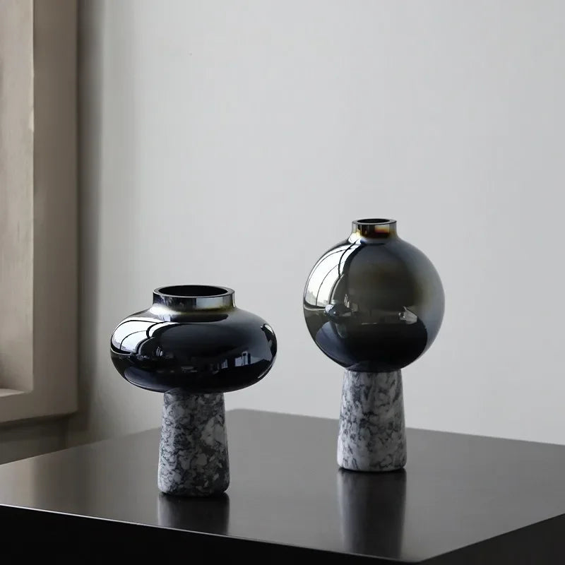 Chinese style marbled glass vase for elegant interior decoration