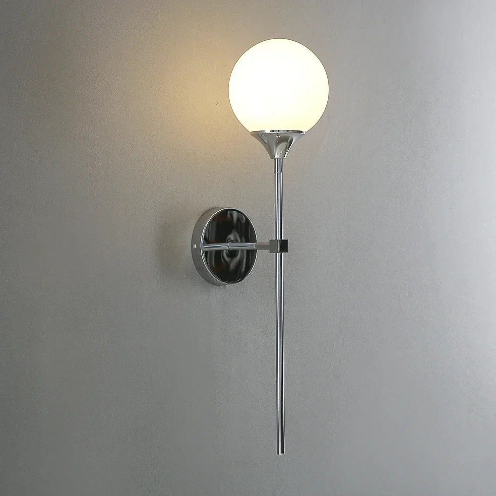 Modern glass and gold chrome wall light for interior decoration