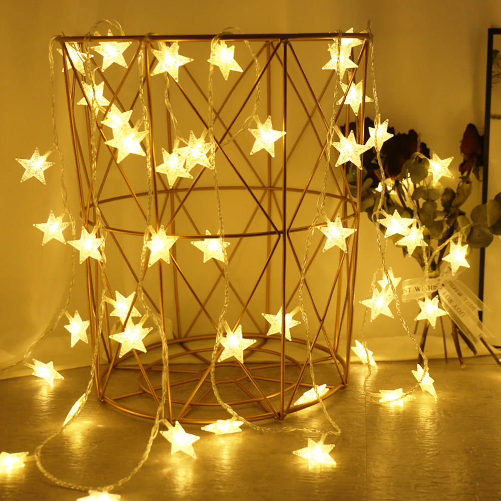 Star LED string lights for outdoor decoration and parties