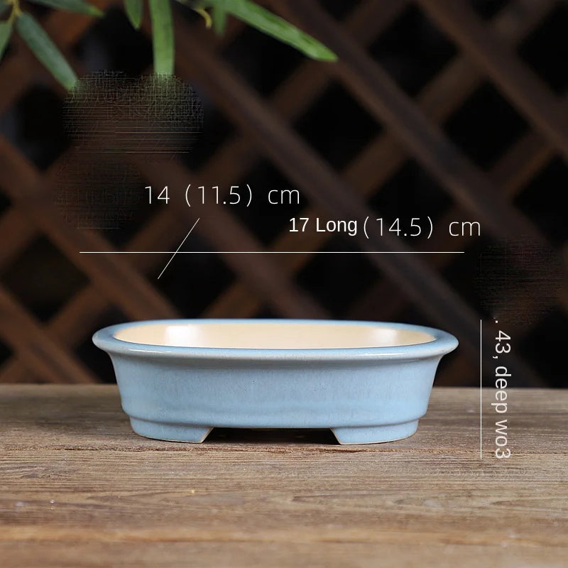round sand flower pot for retro bonsai and succulents - vue 8 sur 19