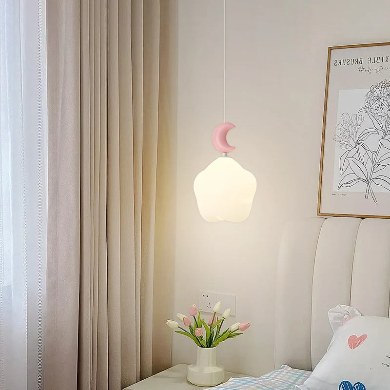 Modern cloud, moon and star pendant light for children