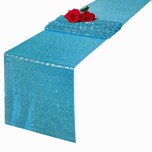 Orange sequin table runner for festive decoration
