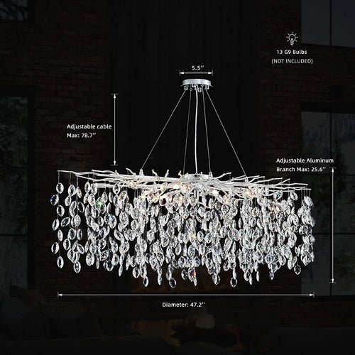 Luxury crystal chandelier with LED branches for modern interiors - vue 10 sur 14