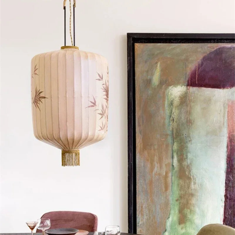 Retro fabric chandelier for restaurant and balcony decoration