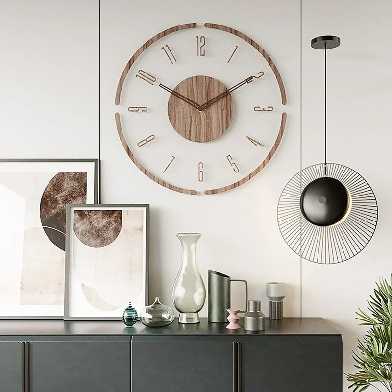 Nordic creative design solid wood silent wall clock