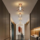 Retro metal ceiling light with hemp rope for vintage interiors