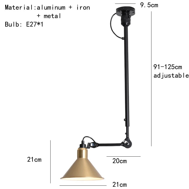 Retro American style chandelier with adjustable length lampshade - vue 12 sur 21