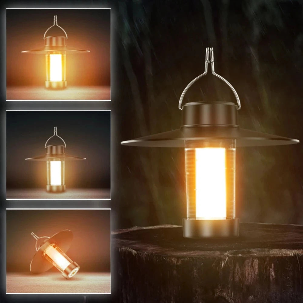 Emergency LED camping lamp with type-c charging and dimmable intensity