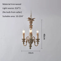 Solid wood rustic nordic style American chandelier