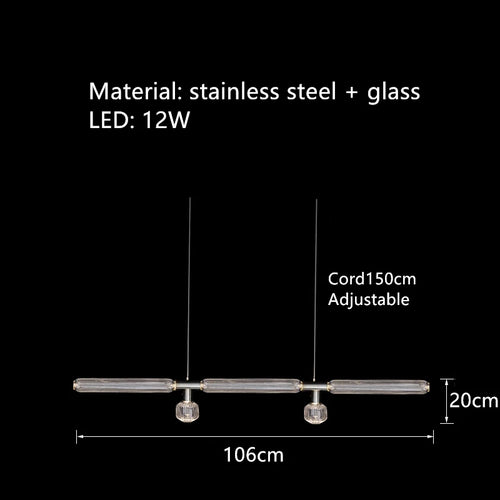 Adjustable nordic clear glass light tube pendant - vue 11 sur 20