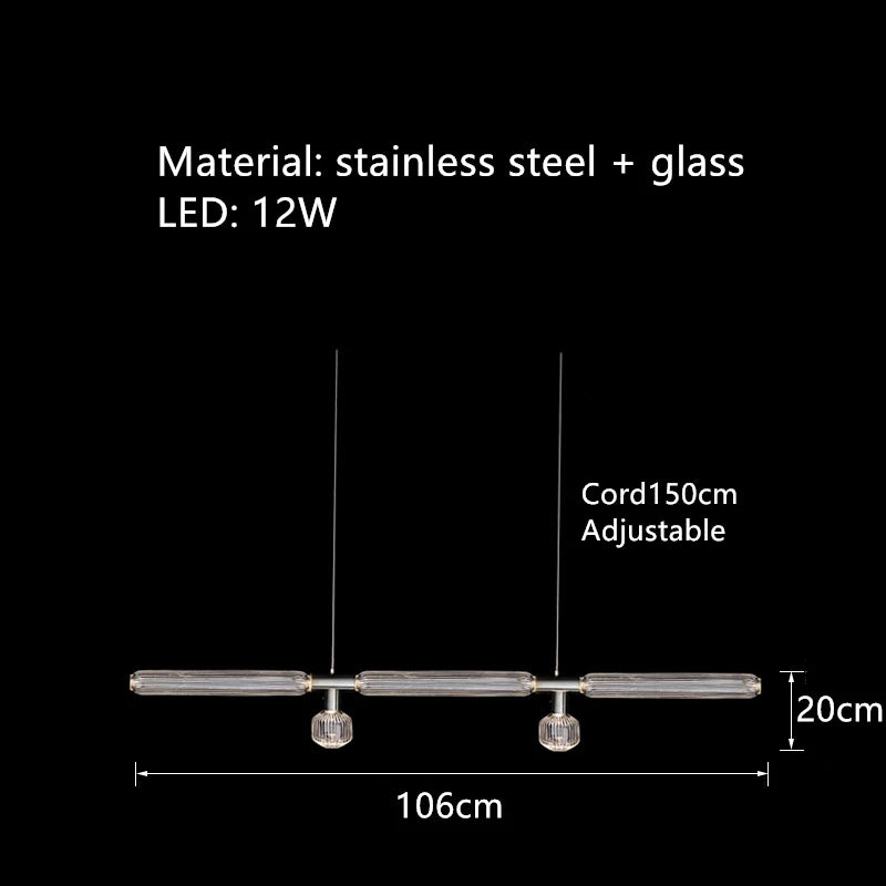 Adjustable nordic clear glass light tube pendant - vue 10 sur 20