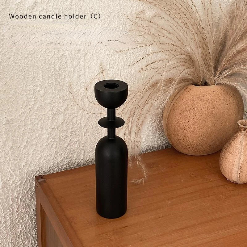 Wooden candle holder for modern and geometric decor - vue 7 sur 9