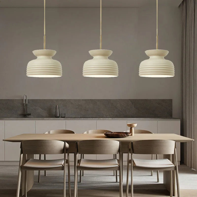 Minimalist Nordic LED chandelier in cream style for restaurant