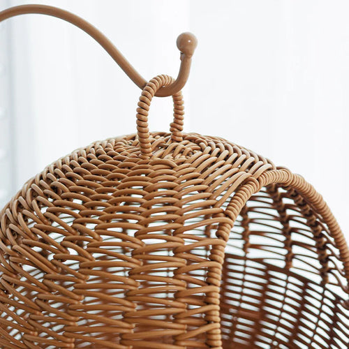 Hanging rattan cat nest with storage - vue 4 sur 6