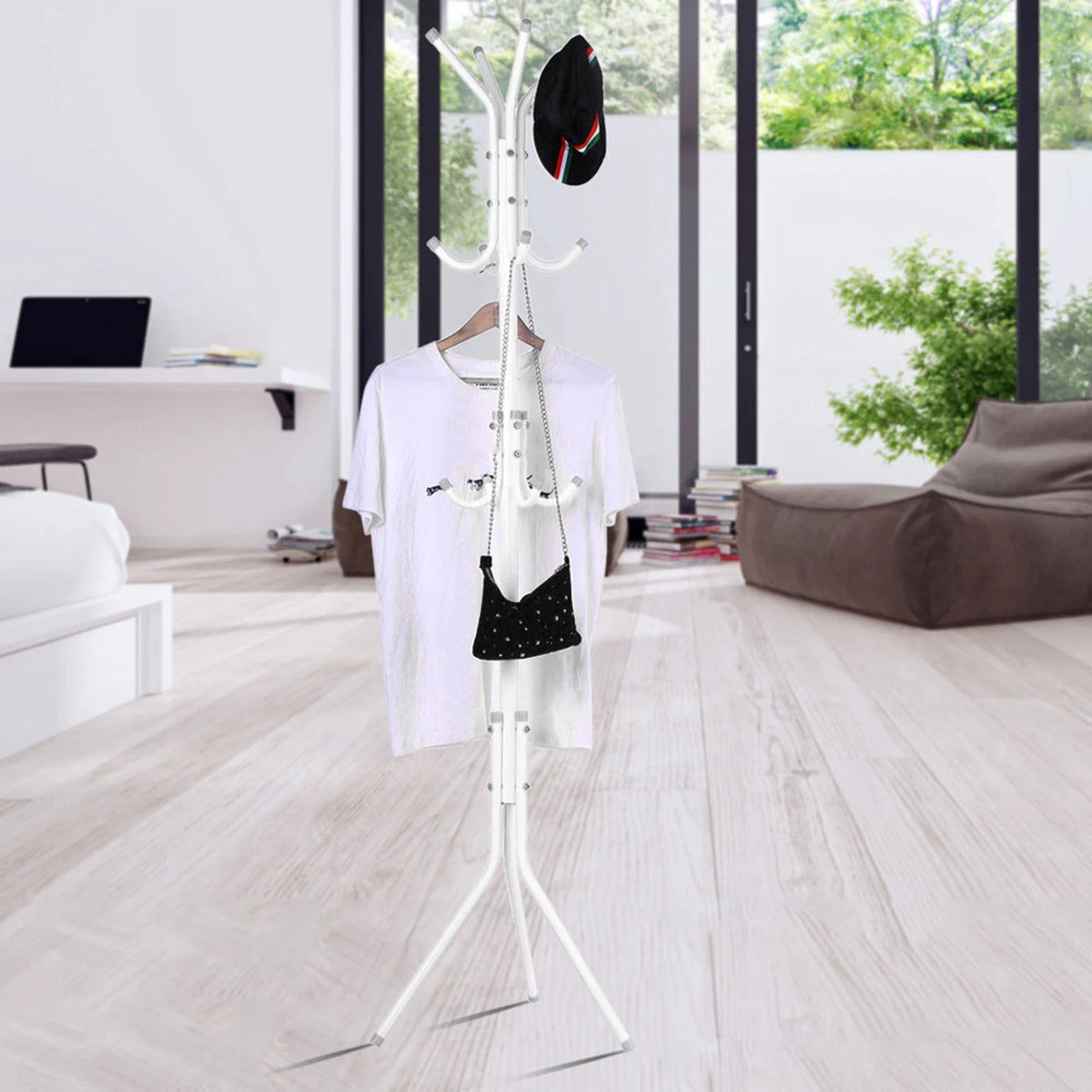 metal coat rack with hooks for clothes and accessories