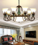 Antique classic ceramic and vintage glass chandelier