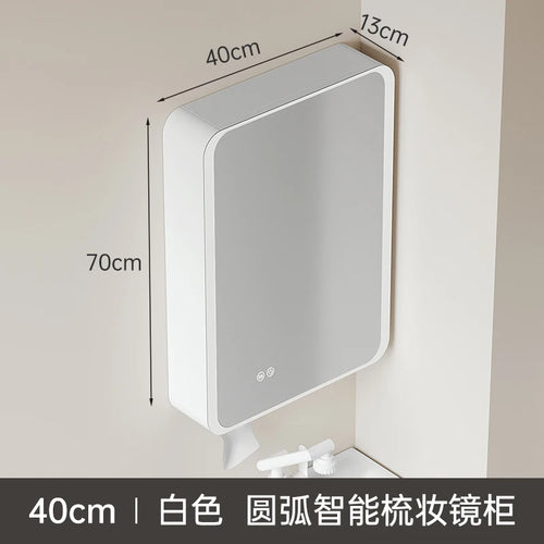 circular aluminum wardrobe with mirror, smart lighting and storage - vue 8 sur 32