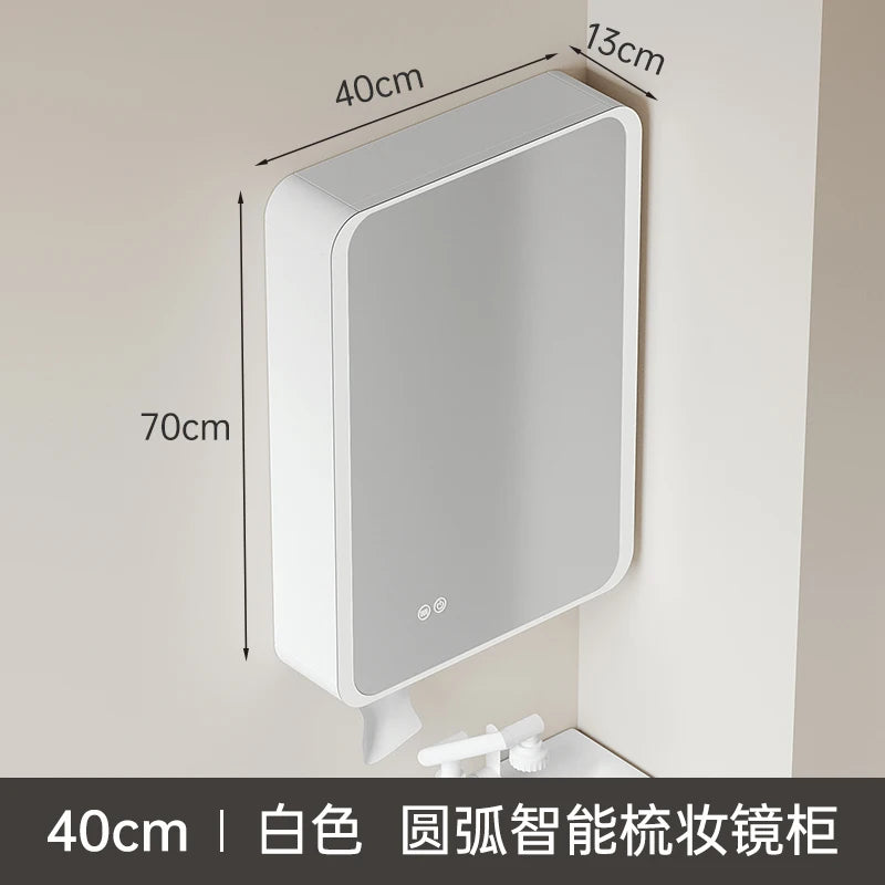 circular aluminum wardrobe with mirror, smart lighting and storage - vue 7 sur 32