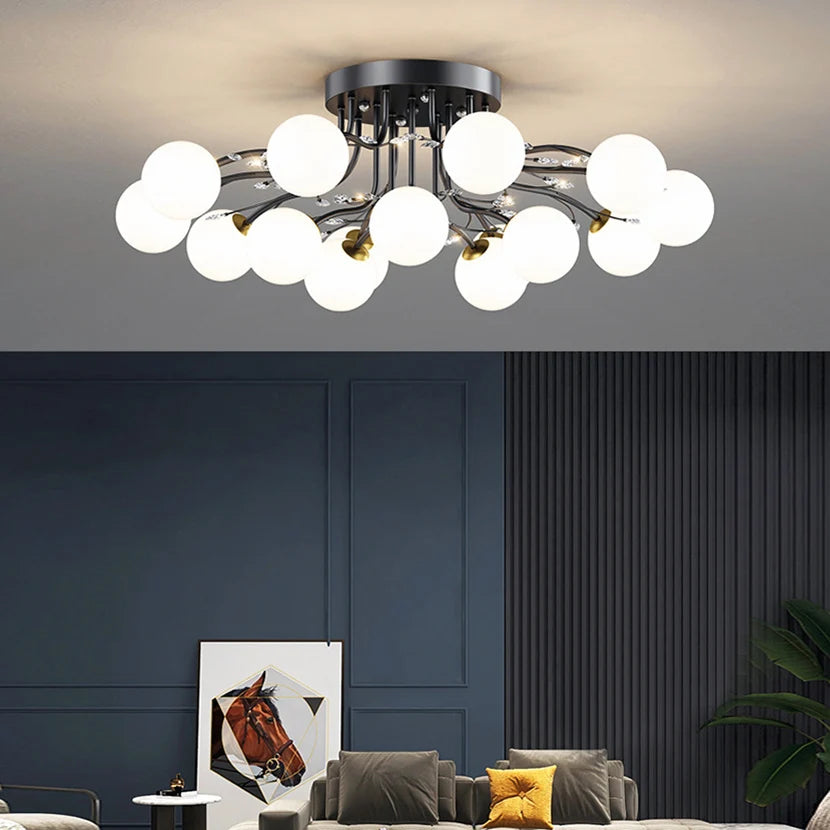 Sandyha LED star chandelier with glass and crystal ball