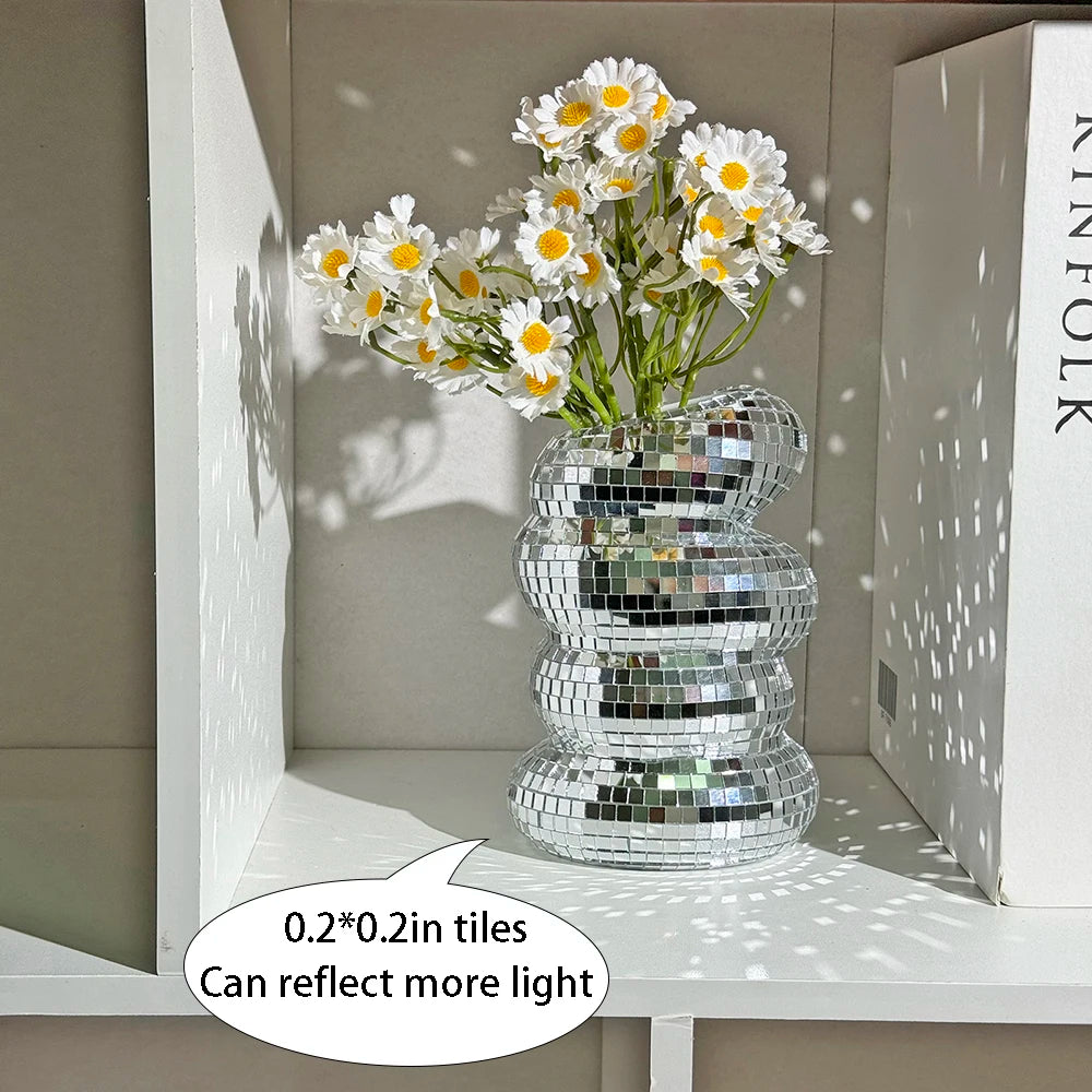 spiral vase disco ball modern decoration for flowers - vue 3 sur 7