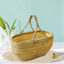 wicker shopping basket with bamboo handle for the garden