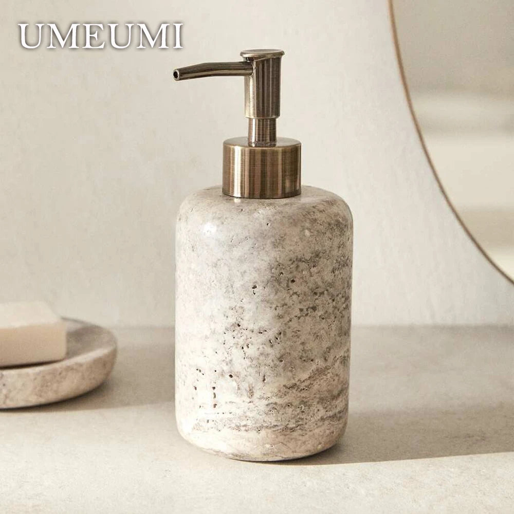 natural marble and travertine bathroom set - vue 5 sur 10