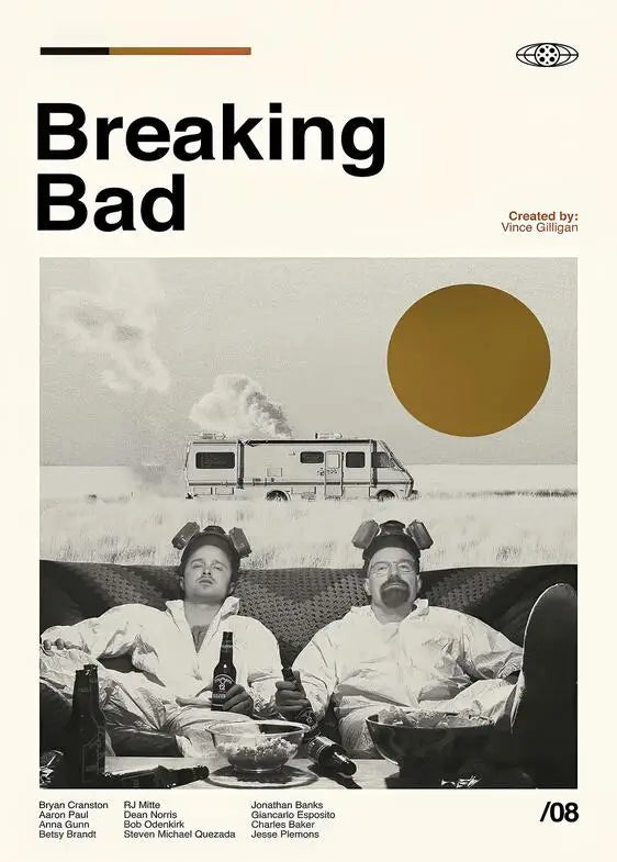 Vintage breaking bad wall art poster walter white