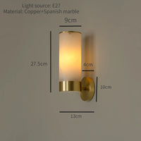 Modern minimalist LED wall light in natural marble