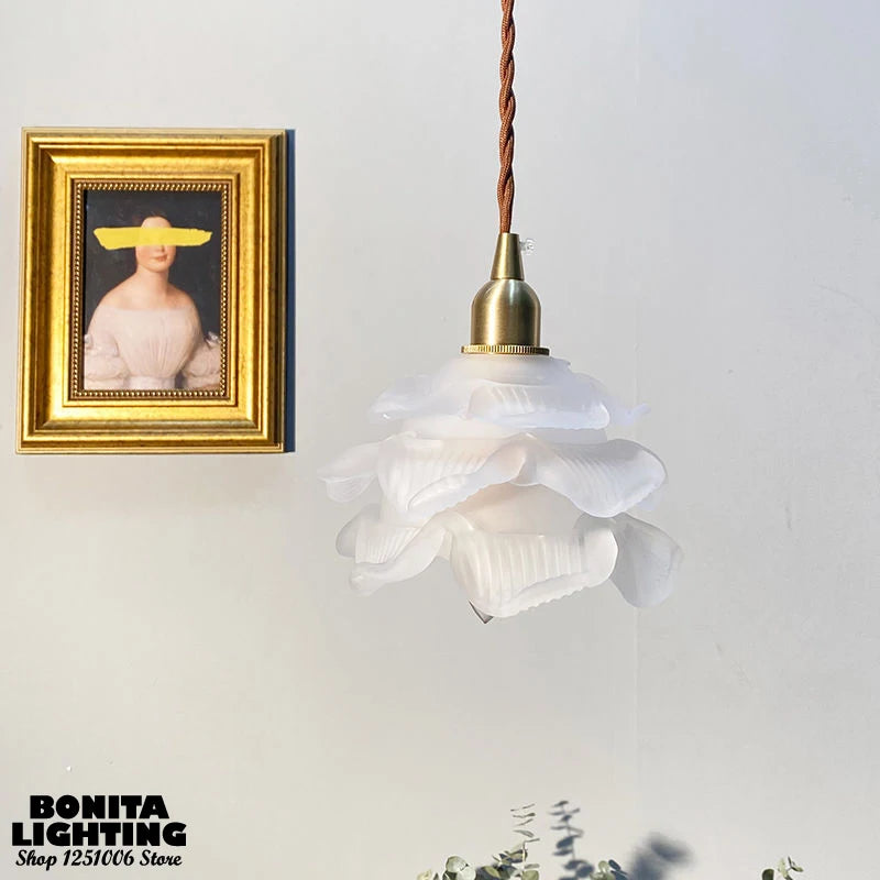 Handmade retro petal glass pendant light