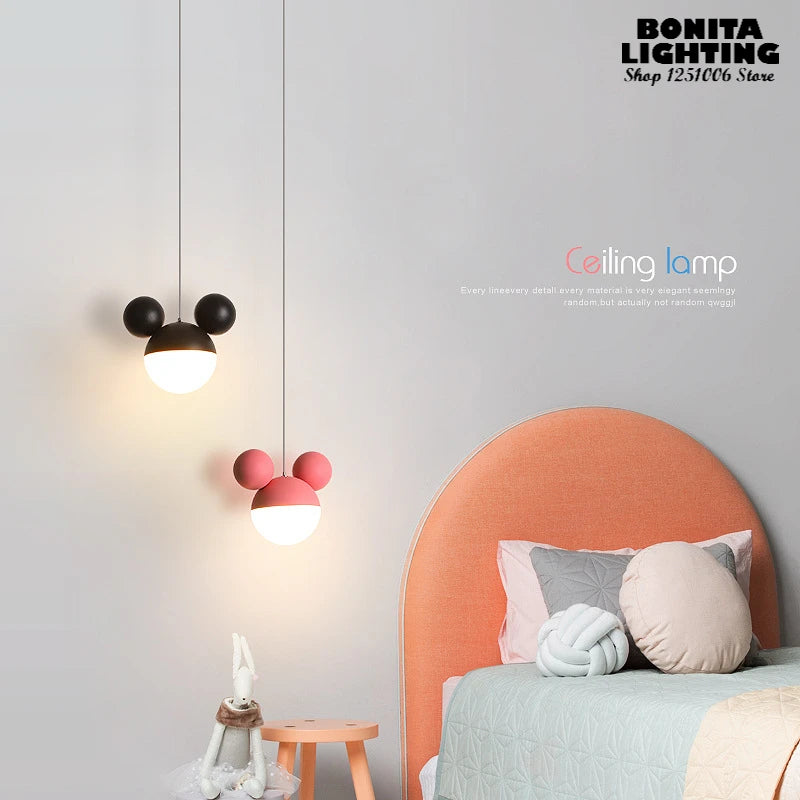 Creative mouse head pendant light modern design for children