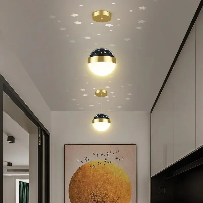 Modern chandelier with starry sky projection decorative indoor lighting