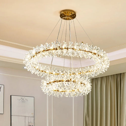 Modern crystal chandelier for elegant indoor lighting - vue 2 sur 14