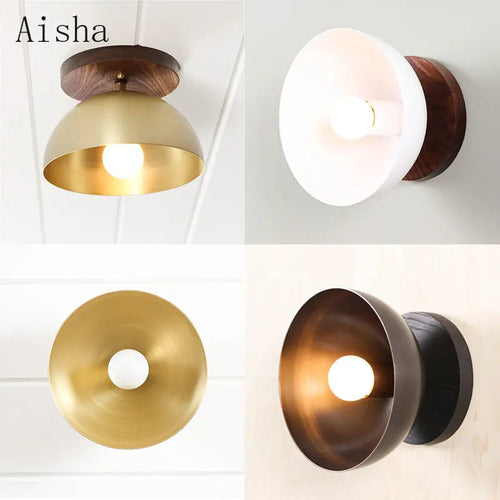 Nordic solid wood and brass modern ceiling light for decoration - vue 2 sur 8