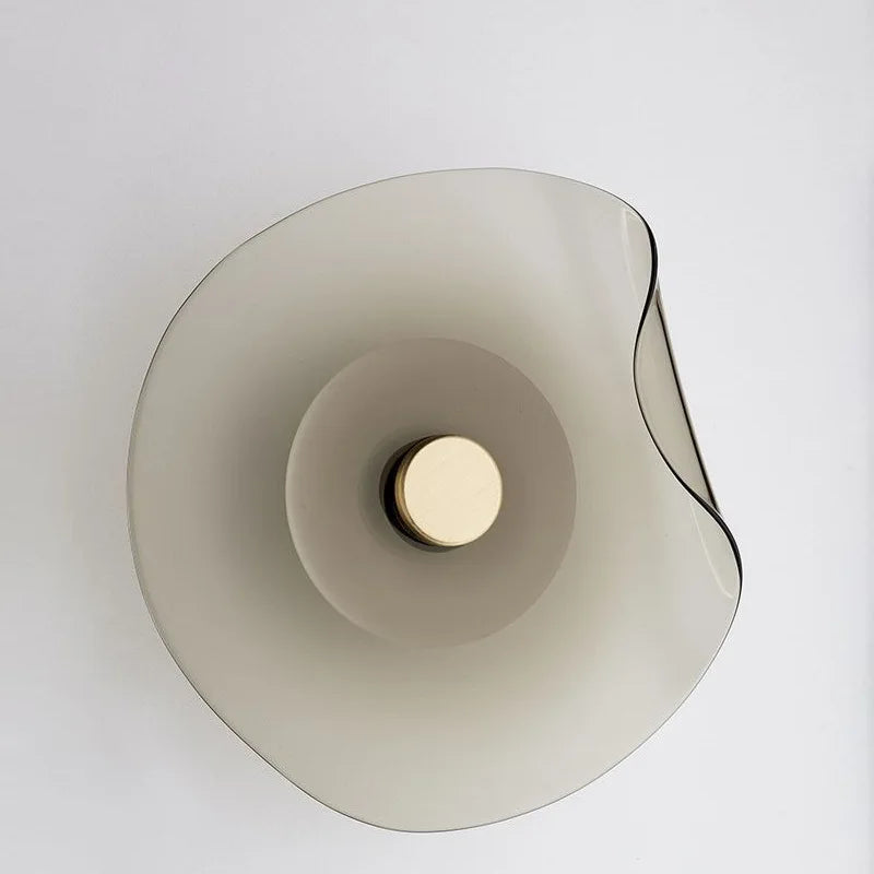 Round grey glass wall light
