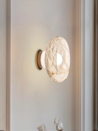 Brass and natural snowflake marble bedside lamp