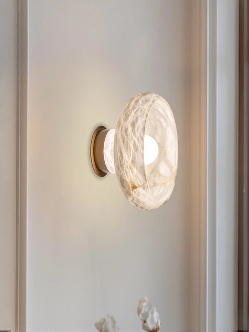 Brass and natural snowflake marble bedside lamp
