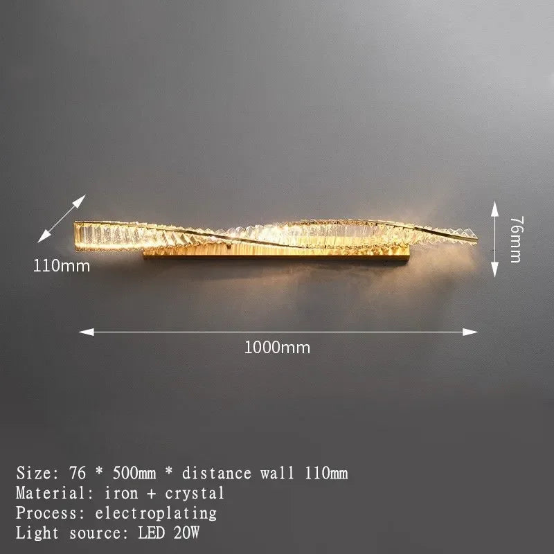 Creative and Personalized Long Crystal Light,Walkway Bedroom TV Background Wall Lamp Luxury Simple LED Suspension Lamps