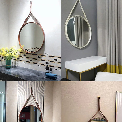 round decorative wooden mirrors for interior decoration - vue 6 sur 7