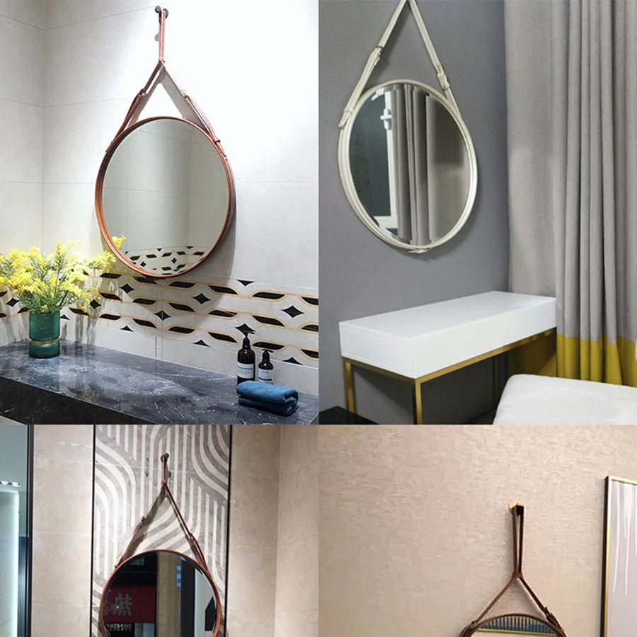 round decorative wooden mirrors for interior decoration - vue 5 sur 7
