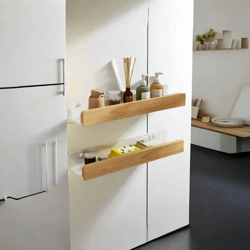 Wooden Kitchen Shelves，Kitchen Spice Rack，Wall-Mounted Punch-Free, Wall wood Storage Shelf， kitchen organizer  corner shelf - vue 3 sur 7
