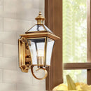 Antique outdoor wall light in retro glass and copper