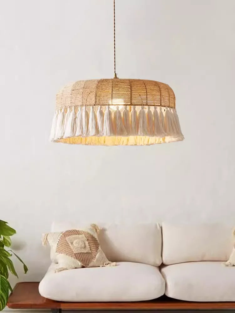 Hemp rope LED chandelier for indoor decoration - vue 4 sur 9
