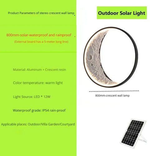 New modern outdoor moon LED wall light waterproof garden resin - vue 13 sur 15
