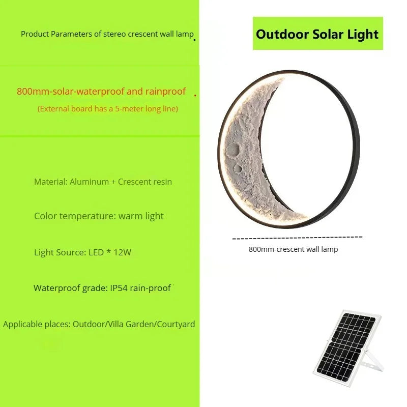New modern outdoor moon LED wall light waterproof garden resin - vue 13 sur 15