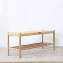 Nordic solid wood bench with braided rope simple design