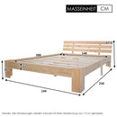 EU STOCK Wooden bed Double bed, headboard, slatted grid -200 x 140cm solid wood FSC Solid wood double bed