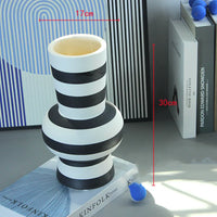 geometric striped ceramic vase for home decor