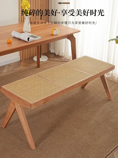 solid rattan bench for versatile and modern use - vue 3 sur 17