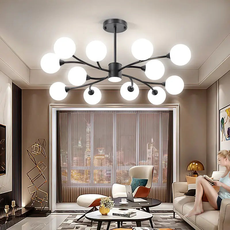 Nordic glass LED chandelier for kitchen decor