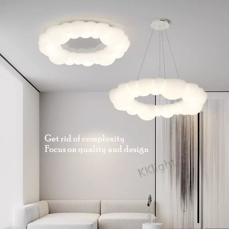 Nordic creative cloud shade pendant light modern ceiling chandelier for living room, bedroom, children’s room LED ceiling lamp
